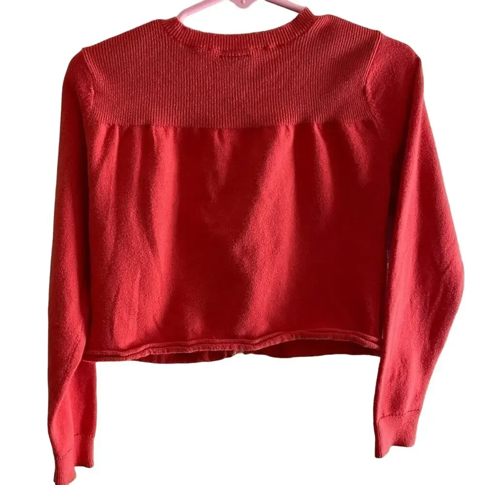 Gap‎ Girl's Coral Long Sleeve Crew Neck Cotton Button Up Cardigan Sweater Size 5